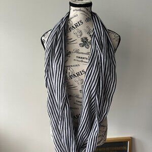 Black & White Striped Infinity Scarf - Lightweight Loop Scarf for All Seasons